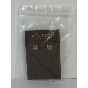 Henri Bendel Gold Druzy Crystal Stud Earrings Round Pavé NWT